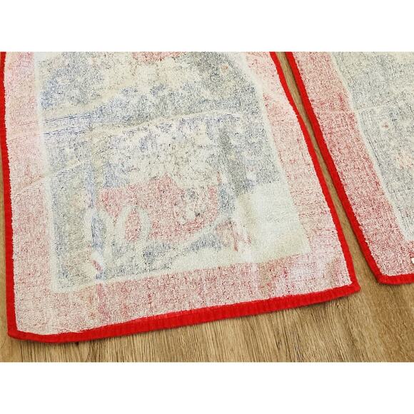 Vintage Hilasal Christmas Holiday Hand/Bar Bath Towels Set of 2 Reindeer Sleigh - Picture 7 of 9